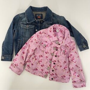 Bundle of Two Denim Jackets Baby Gap Floral and Children’s Place Blue Denim 3T